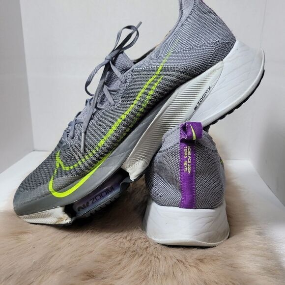 Nike Air Zoom Tempo Next% Flyknit Particle Grey/Volt Running Shoes Size 15 - Picture 5 of 11